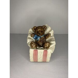 VTG Gibson Otagiri Ceramic Teddy Bear Music Box Plays Let Me Be Your Teddy Bear